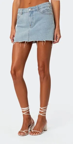 Edikted Jessie denim skirt mini Blue Wash 💗 thumbnail 1