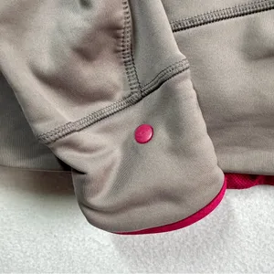 Salomon Half 1/2 Zip Hoodie Pullover Women's M Gray Pink Fleece Thermal Pockets thumbnail 5