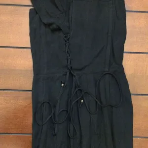 Maeve Anthropologie black wide leg button front lace up jumpsuit size 6 thumbnail 5