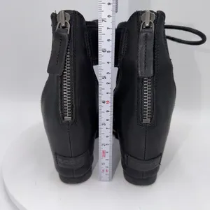Sorel Joanie Black Leather Ankle Lace Up Wedge Heels Sandals Women's‎ Size 9 thumbnail 5