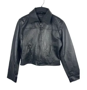 Women’s Sonnora Black Short Motorcycle Zip Genuine Leather Jacket XL thumbnail 1