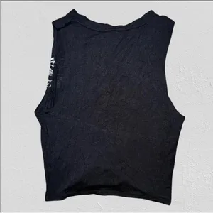 Windsor Graphic Tank Top Womens Small Black Whiskey Lace Up Front Vintage Style thumbnail 4