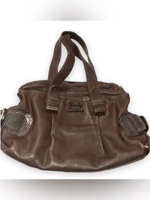 See by Chloé Gray Brown Leather Shoulder Bag Snakeskin Trim thumbnail 9