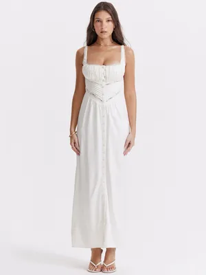 House of CB Illiana Ivory Real Silk Maxi Dress S thumbnail 7
