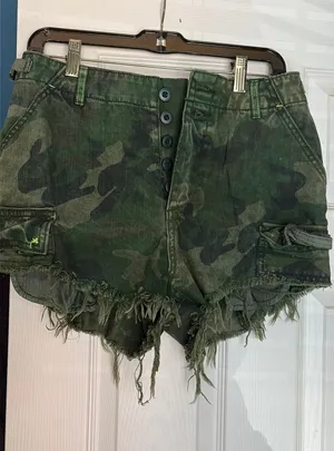 Free People Camo Shorts High-Rise thumbnail 1