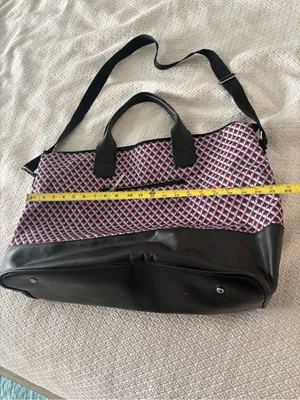 HADAKI by Kalencom Weekender Duffel Bag Pink Black Geometric Travel Shoulder thumbnail 10