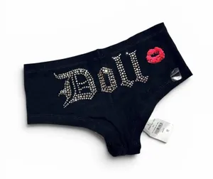 Pussycat Dolls Las Vegas Branded Black Rhinestone Boy Shorts Sz M NWT thumbnail 1