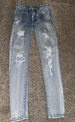 American Eagle Outfitters Super Stretch Distressed Skinny Jeans thumbnail 1