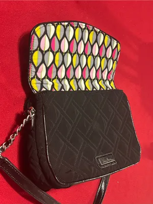 Vera Bradley Quilted Black Shoulder Bag with Patent Trim NEW thumbnail 5