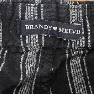 Brandy Melville High Rise Black White Stripe Pants Ankle Cropped S M thumbnail 8