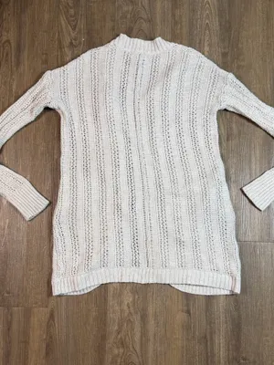 American Eagle Outfitters Natural-Cream Open Front Pointelle Cardigan thumbnail 7