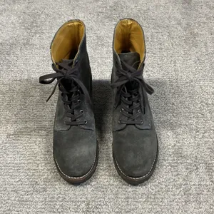 Frye Sabrina 6g Combat Boots Womens 8.5 D Gray Suede Lace Up Made In USA thumbnail 4