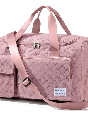 Quilted Pink Travel Duffel Bag Women's Carryall W thumbnail 2