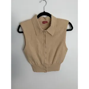 Staud Nola Tan Button front sleeveless Sweater size medium thumbnail 4