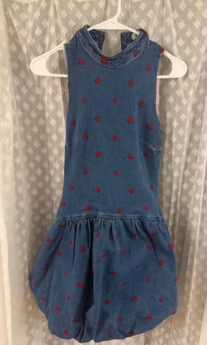 Avec Les Filles Denim Heart Bubble Dress thumbnail 1