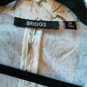 Briggs New York Tropical Leaf Print Linen-Blend Blazer Size M Sage Green thumbnail 9