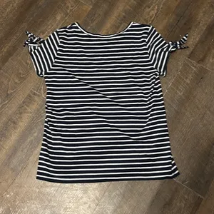 Nautica Shirt Womens Large Blue White Striped Nautical Tie‎ Sleeve 100% Cotton thumbnail 5