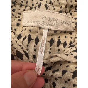 Free People Jen's Pirate Booty Geometric Jumpsuit Cream Black Large Boho thumbnail 10