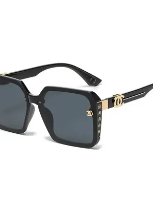 Fashion Square Sunglasses Womens Designer Style Purple Lens Gold Metal + Case thumbnail 3
