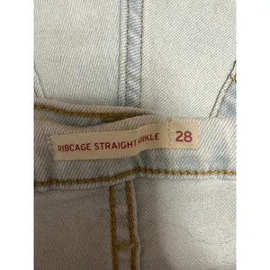 Levi's Ribcage Women's Blue High Rise Distressed Straight Denim Jeans Pants 28 thumbnail 4