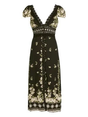 Alice + Olivia Rose Free Falling Floral Lace Midi Dress Size 10 NWT $695 thumbnail 16