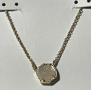 Kendra Scott Davie Pendant Necklace Gold Iridescent Drusy thumbnail 1