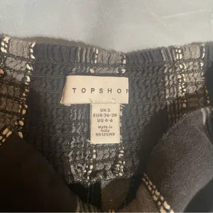 Topshop black gray striped wide leg trousers paperbag pants tie waist size small thumbnail 6