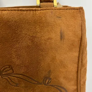 Victoria's Secret Angel Brown Faux Suede‎ Tote Bag Trellis Lining Vintage Y2k thumbnail 8