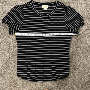Maeve by Anthropologie Black and White Striped Peplum Top Size XS thumbnail 10