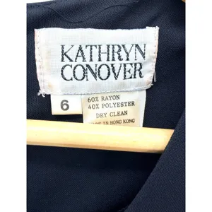 Kathryn Conover Vintage Black Drop Waist Lace Peplum Midi Dress Long Sleeve Sz 6 thumbnail 4