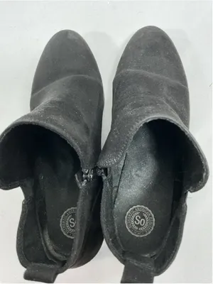 Womans So Pearblk Booties Size 10 M Black Block Heel Almound Toe thumbnail 5