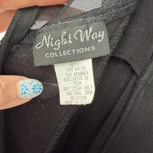 Vintage Night Way Collections Maxi Dress Women 12 Black Silver Glitter Mesh Hoco thumbnail 7