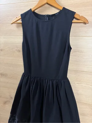 Aqua Fit & Flare Black Ponte Sleeveless Lace-Hem Dress thumbnail 5