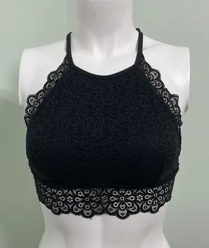 Aerie Nordic High Neck Black Lace Bralette thumbnail 1