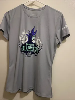 Disney Womens Shirt M Disneyland Halloween Half Marathon Run Gray Maleficent thumbnail 1