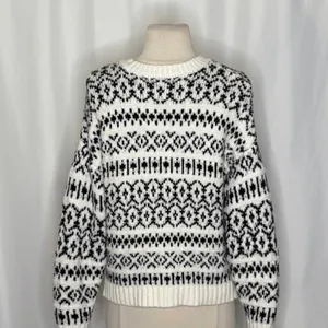 AMERICAN EAGLE Outfitters Fairisle Crew Neck Sweater Black White Fair Isle Small thumbnail 9