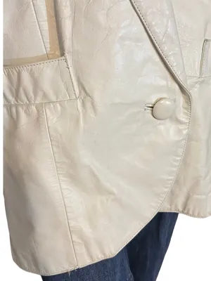 Wilson's Leather VINTAGE 1980'S WHITE LEATHER OVER-SIZED JACKET (S) thumbnail 9
