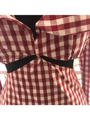 Lovers and Friends Gingham Red One Shoulder Mini Dress M thumbnail 9