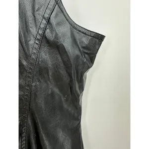 Bisou Bisou Faux Leather Vest Women‎ Small Full Zip Collar Sleeveless Biker thumbnail 6