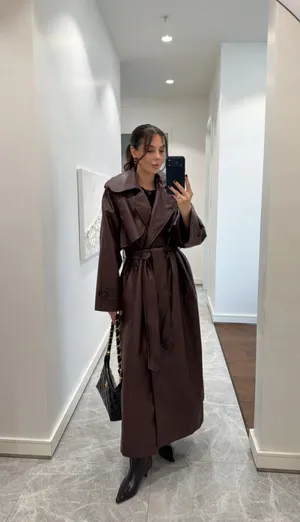  Burgundy Trench Coat thumbnail 9