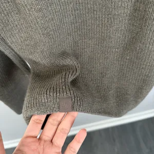 Lululemon 2 Merino Wool Rib Crew Neck Sweater Heather Nomad Taupe Slit Cut Front thumbnail 3