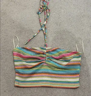 Altard State Colorful Striped Halter Crop Top thumbnail 1