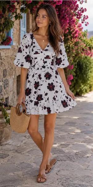 NEW Du Paradis Women’s Floral Cotton Poplin Dress thumbnail 1