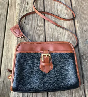 Liz Claiborne Leather Crossbody Purse Black Brown Buckle Accent Vintage Bag thumbnail 1