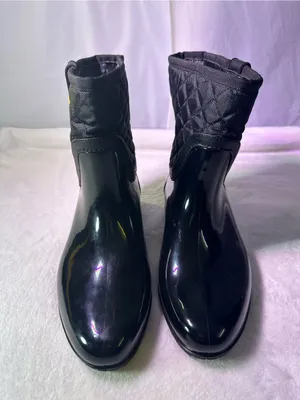 Tommy Hilfiger Black Quilted Gloss Rain Ankle Boots thumbnail 3