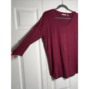 Babaton Relaxed Scoop Neck Top Womens Size‎ M Burgundy 3/4 Sleeve Jersey Aritzia thumbnail 3