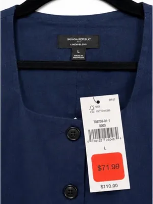 Banana Republic Navy Linen-Blend Button Front Top NWT thumbnail 2
