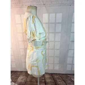Sabo Skirt White Linen Cotton Button Down Puffed Sleeve Mini Dress Size XS thumbnail 5