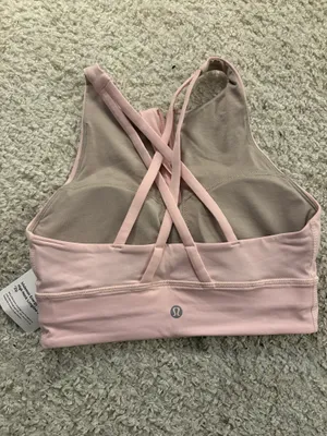 NWT Lululemon Energy High Neck Longline Bra *Zip in Pink. Size 4 thumbnail 2