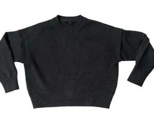 Quince 100% organic cotton Charcoal Boyfriend Crewneck Sweater - Ribbed Hem thumbnail 1